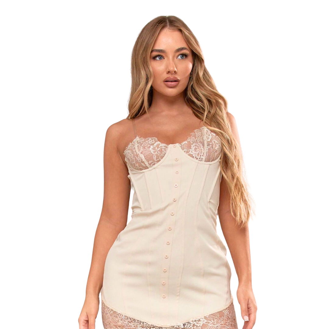 Sheer Lace Bone Corset Dress