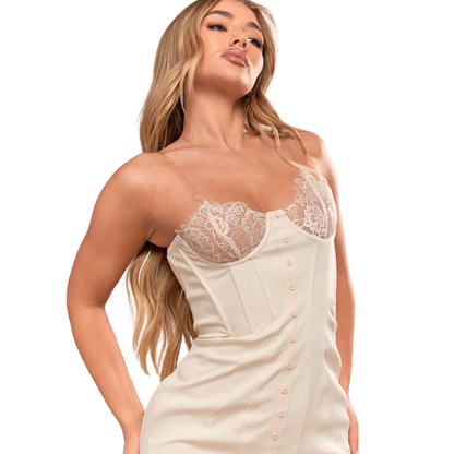 Sheer Lace Bone Corset Dress