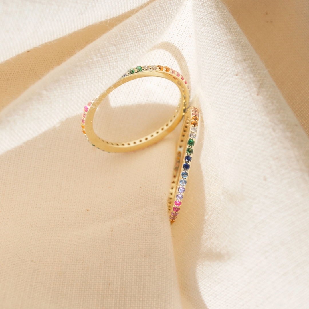 Thin Crystal Rainbow Ring