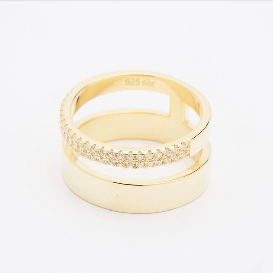 Double Band Crystal Ring