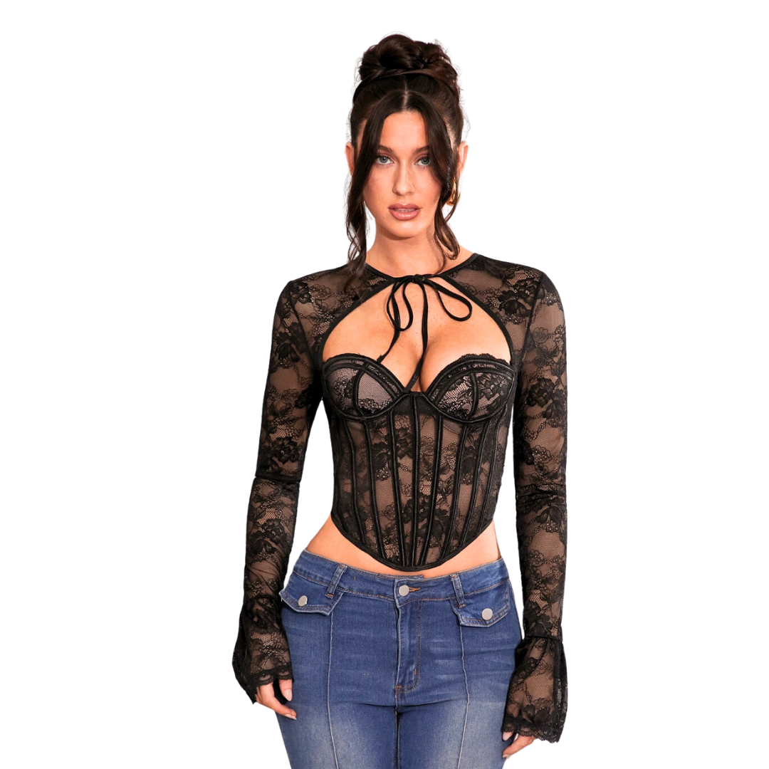 Front Tie Lace Corset Top